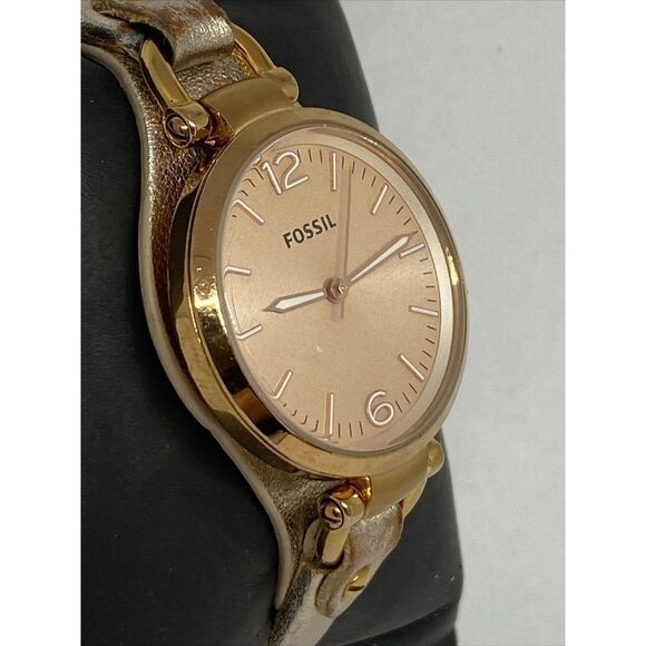 Fossil ES418 Women's Leather Rose Gold Analog Dial Quartz Wrist Watch LB294 - Picture 5 of 12